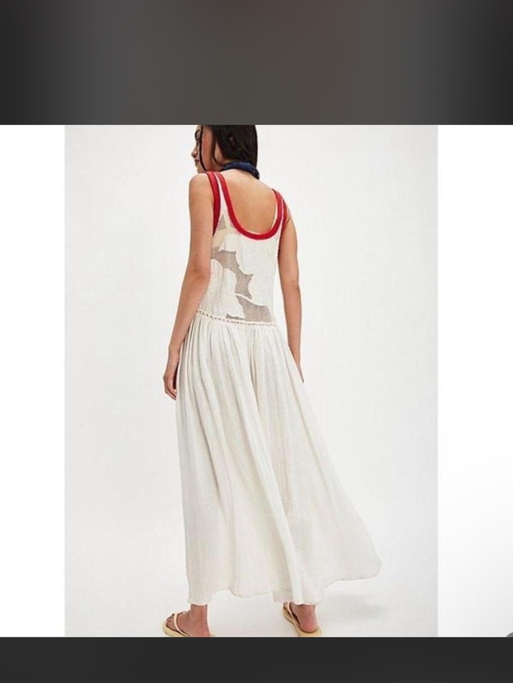 Free People White Maxi Dress with Red Trim